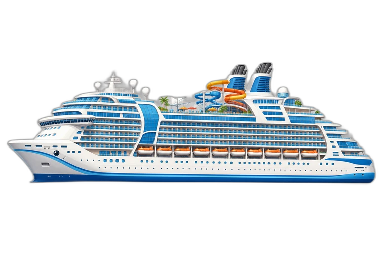 A friendly cartoon cruise ship