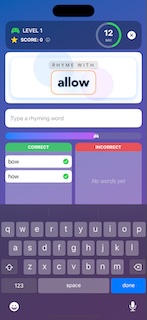 RhymeRally game screen
