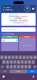 RhymeRally poem level